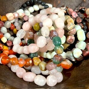 Chunky real stone stretch bracelets from Brazil